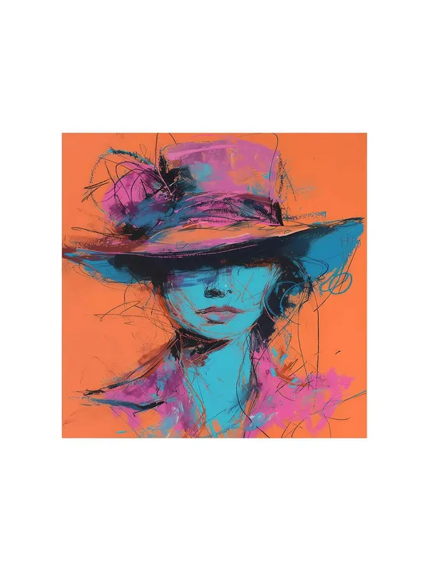 Hat_Silhouette_Canvas-Wrapped_Painting,_36X36_-_Bold_and_Colorful_Abstract_Art_for_Modern_Interiors(FLP36X360408)