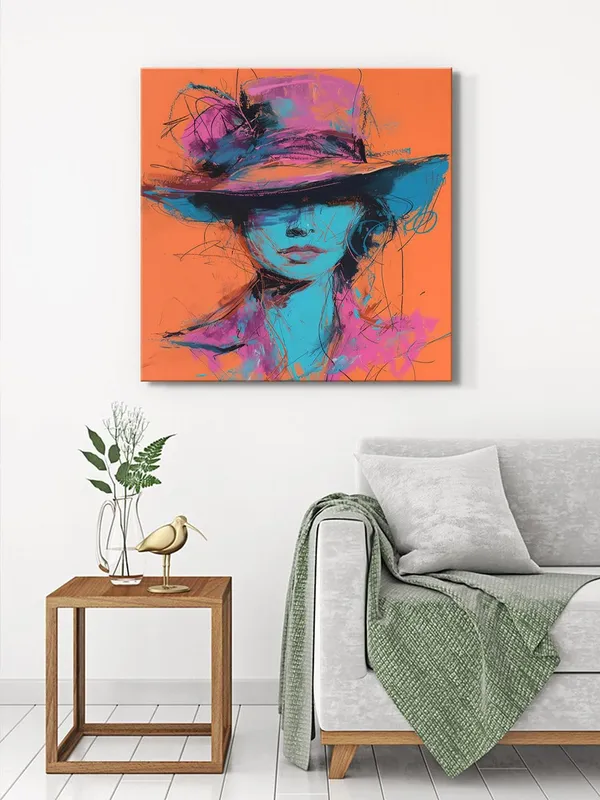 Hat_Silhouette_Canvas-Wrapped_Painting,_36X36_-_Bold_and_Colorful_Abstract_Art_for_Modern_Interiors(FLP36X360408)