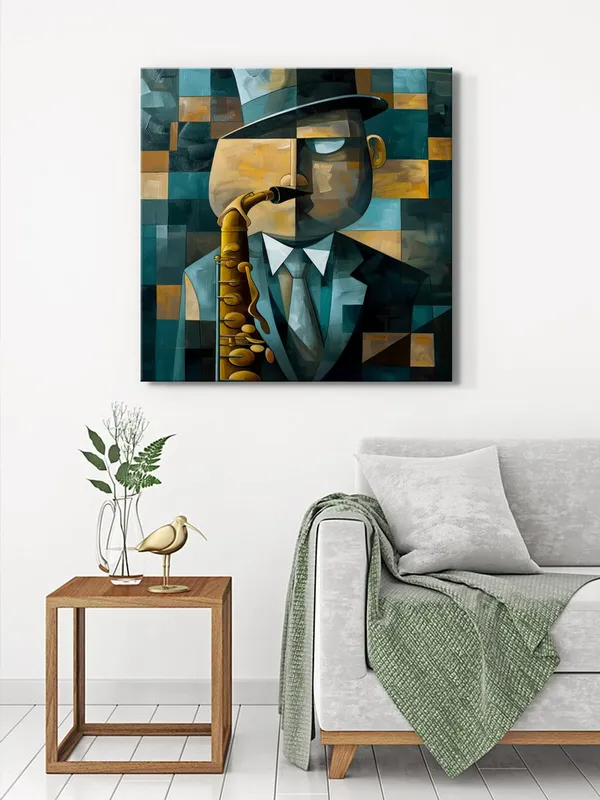 Jazz_Musician_Canvas-Wrapped_Painting_36X36_-_Abstract_Saxophonist_Art(FLP36X360355)
