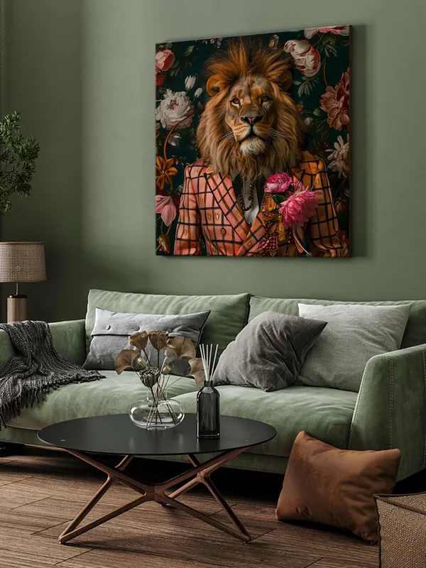 Lion_with_Geometric_Pattern_Canvas-Wrapped_Painting,_36X36_Artistic_Flair_for_Modern_Decor(FLP36X360325)