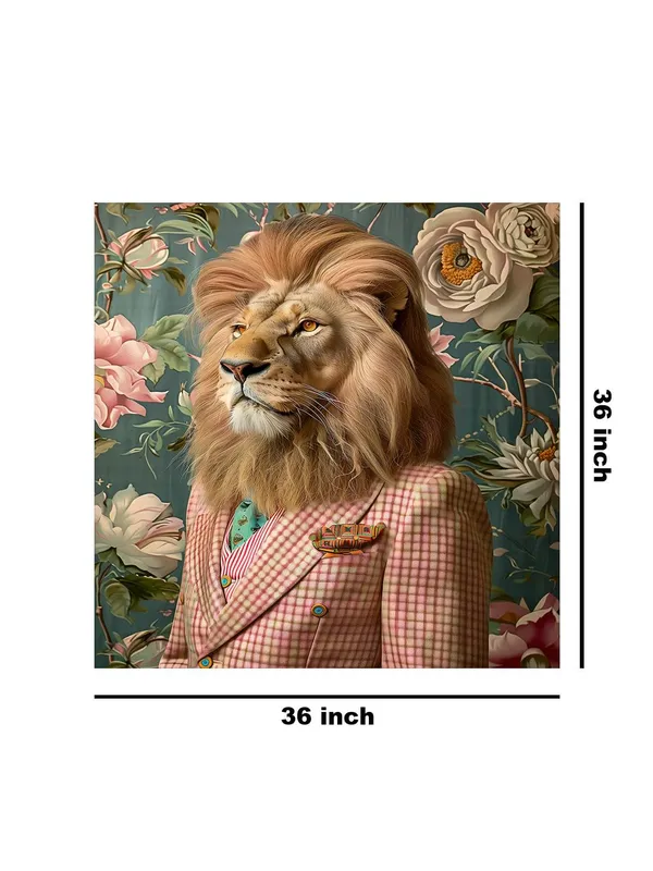Lion_in_Checkered_Suit_Canvas-Wrapped_Painting_36X36_-_Unique_Animal_Art_Decor(FLP36X360331)