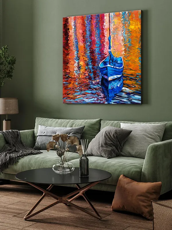 Blue_Boat_Reflections_Canvas-Wrapped_Painting,_Brighten_Up_Any_Room(FLP36X360311)