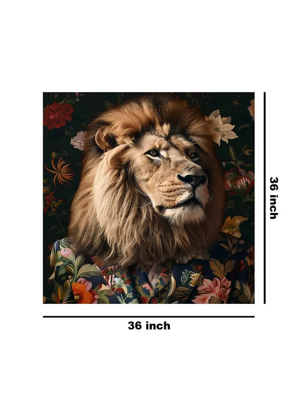 Lion_in_Floral_Jacket_Canvas-Wrapped_Painting,_36X36_Distinctive_Art_for_Contemporary_Settings(FLP36X360326)