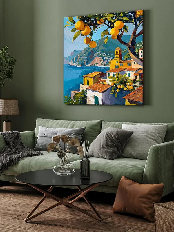 Lemon_Orchard_Canvas-Wrapped_Painting_-_36X36_Inch_-_Vibrant_Village_Scene_Art_for_Kitchen_or_Dining_Area(FLP36X360421)