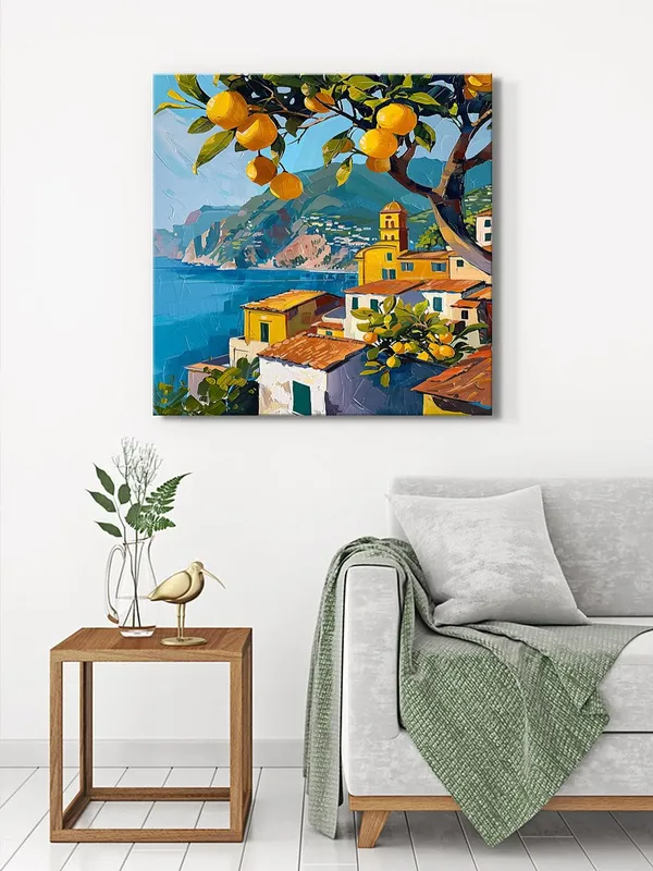 Lemon_Orchard_Canvas-Wrapped_Painting_-_36X36_Inch_-_Vibrant_Village_Scene_Art_for_Kitchen_or_Dining_Area(FLP36X360421)