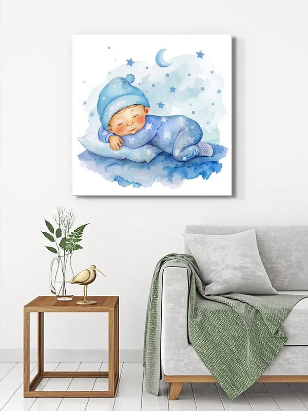 Canvas-Wrapped_Adorable_Baby_Sleeping_Painting_36X36_-_Cute_Wall_Art_for_Nursery(FLP36X360490)