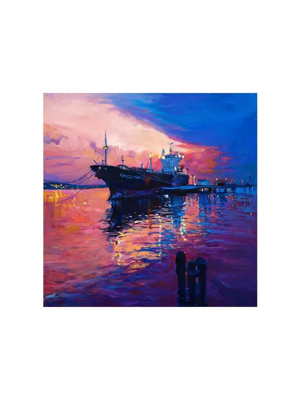Majestic_Ship_at_Sunset_Canvas-Wrapped_Painting,_A_Nautical_Masterpiece(FLP24X240313)