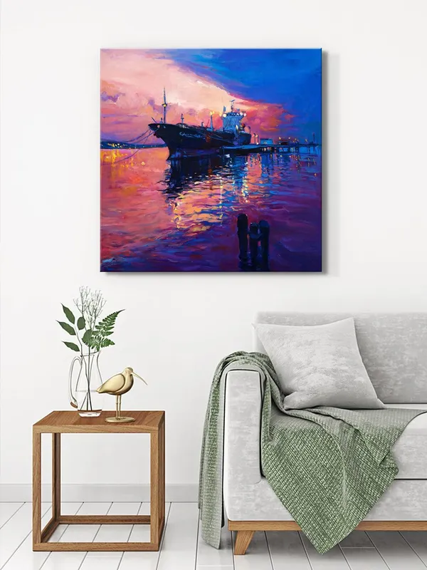 Majestic_Ship_at_Sunset_Canvas-Wrapped_Painting,_A_Nautical_Masterpiece(FLP24X240313)