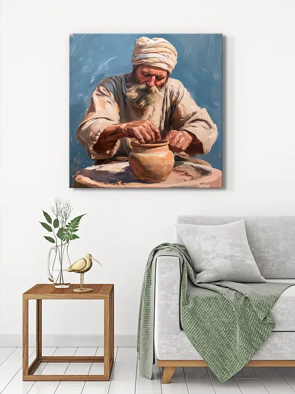 Rustic_Artisan_Canvas-Wrapped_Painting_-_24X24_Inch_-_Traditional_Pottery_Maker_Art_for_Cultural_Interiors(FLP24X240422)