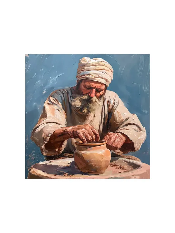 Rustic_Artisan_Canvas-Wrapped_Painting_-_24X24_Inch_-_Traditional_Pottery_Maker_Art_for_Cultural_Interiors(FLP24X240422)