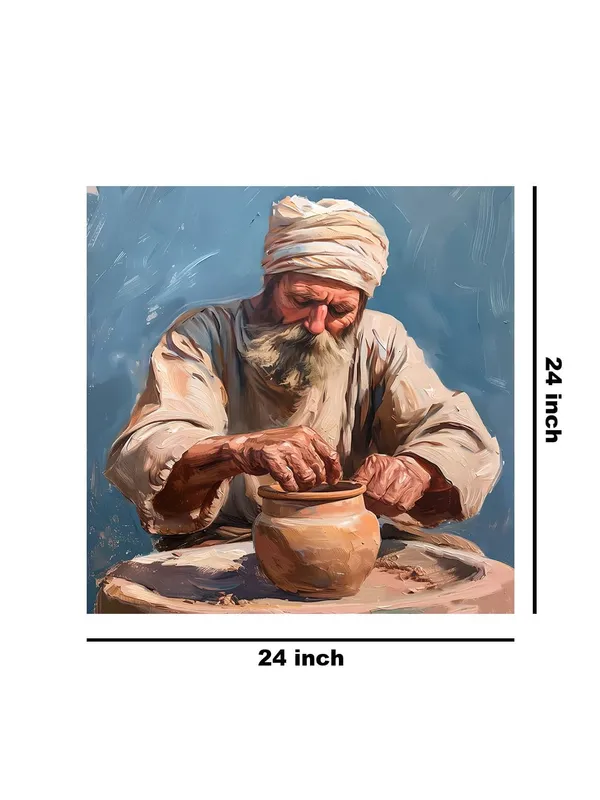 Rustic_Artisan_Canvas-Wrapped_Painting_-_24X24_Inch_-_Traditional_Pottery_Maker_Art_for_Cultural_Interiors(FLP24X240422)