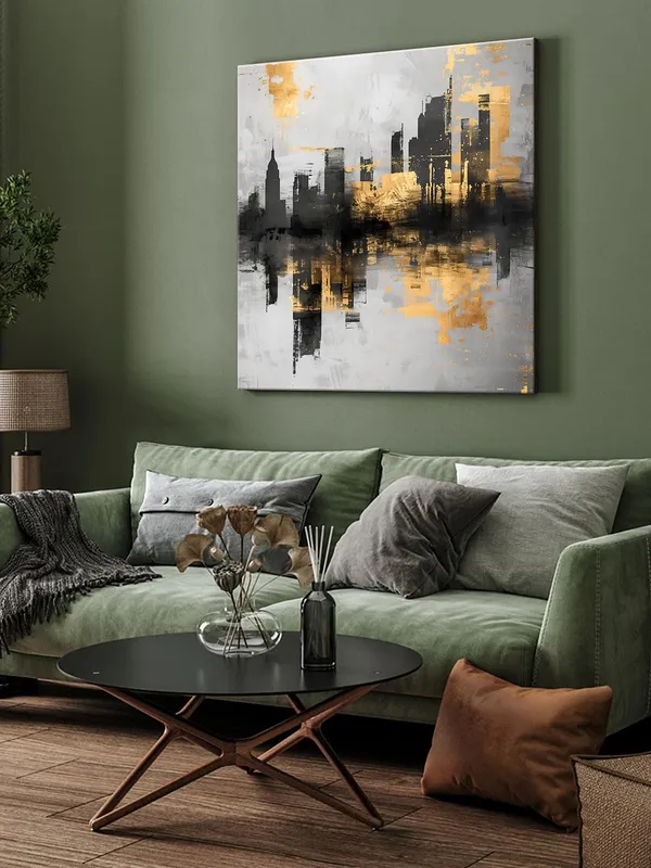 Gold_and_Black_Cityscape_Canvas-Wrapped_Painting_24x24_-_Urban_Skyline_with_Metallic_Highlights(FLP24X240369)