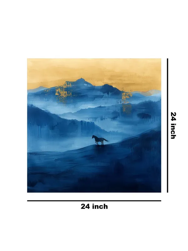 Lone_Horse_Canvas-Wrapped_Painting_24X24_-_Blue_and_Gold_Wilderness_Landscape(FLP24X240356)