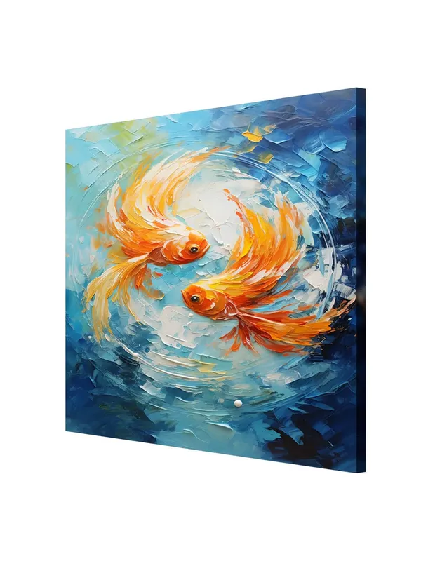 Canvas-Wrapped_Two_Goldfish_in_Water_Painting,_24X24_–_Zen_Art,_Vibrant_Colors,_Tranquil_Decor_for_Home_or_Office(FLP24X240442)