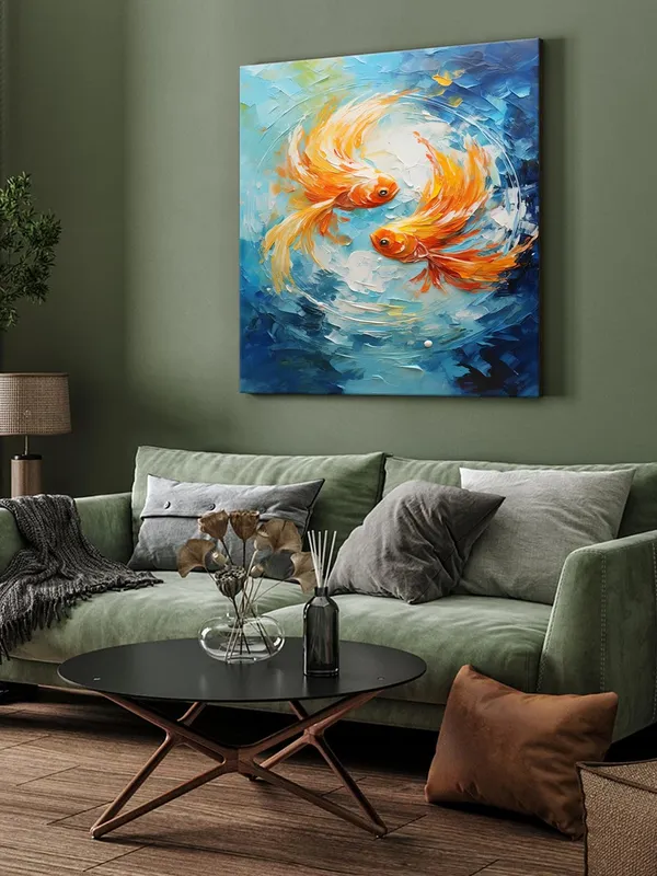 Canvas-Wrapped_Two_Goldfish_in_Water_Painting,_24X24_–_Zen_Art,_Vibrant_Colors,_Tranquil_Decor_for_Home_or_Office(FLP24X240442)