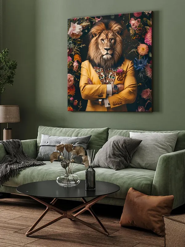 Golden_Lion_Portrait_Canvas-Wrapped_Painting_36X36_-_Modern_Art_for_Stylish_Interiors(FLP36X360329)