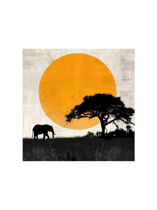Canvas-Wrapped_African_Elephant_Sunset_Painting_24X24_-_Nature_Inspired_Wall_Art(FLP24X240491)