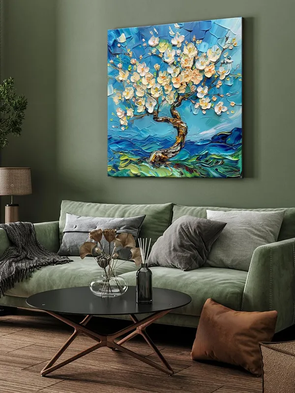 Blossoming_Cherry_Tree_Canvas-Wrapped_Painting_24x24_-_Springtime_Floral_Art_for_Bedroom(FLP24X240458)