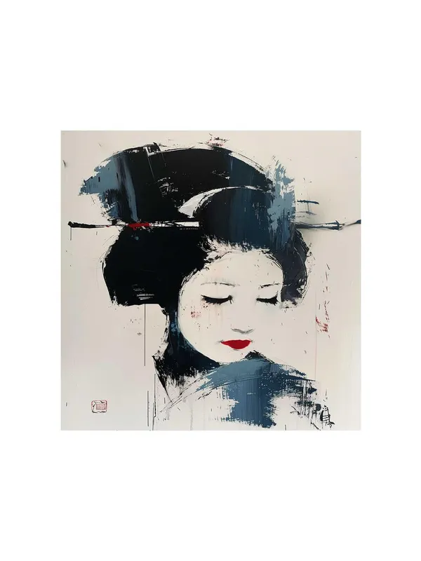 Geisha_Portrait_Canvas-Wrapped_Painting_24x24_-_Elegant_Japanese_Art_with_Minimalist_Style(FLP24X240379)