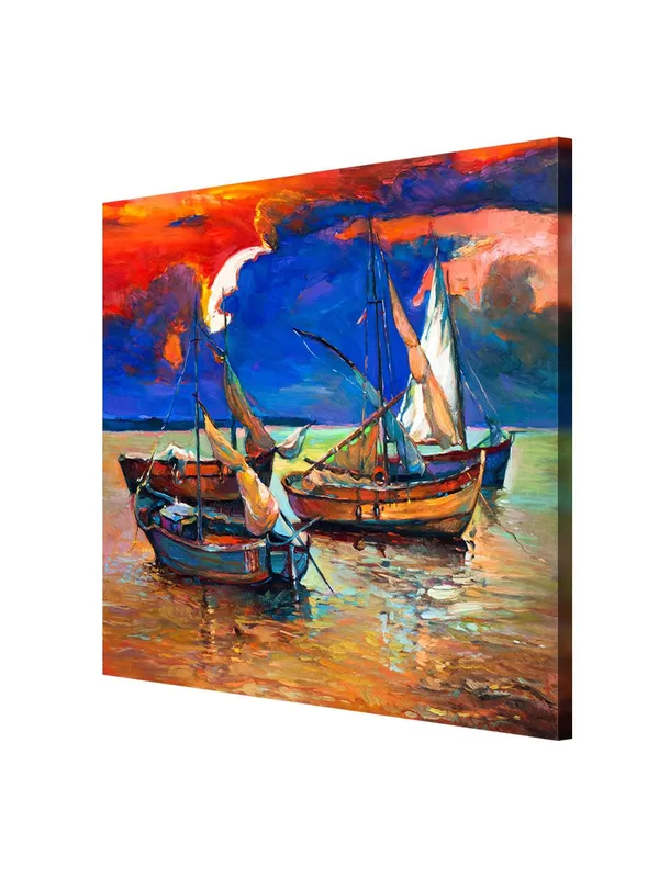 Boats_at_Twilight_Canvas-Wrapped_Painting,_36X36_Vivid_Coastal_Decor(FLP36X360319)