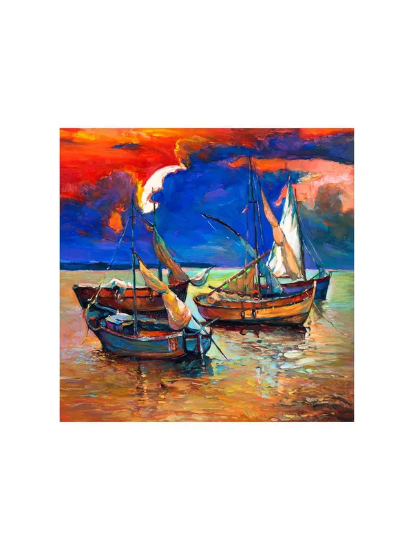 Boats_at_Twilight_Canvas-Wrapped_Painting,_36X36_Vivid_Coastal_Decor(FLP36X360319)