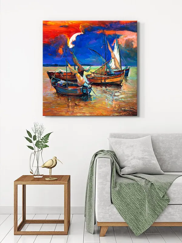 Boats_at_Twilight_Canvas-Wrapped_Painting,_36X36_Vivid_Coastal_Decor(FLP36X360319)