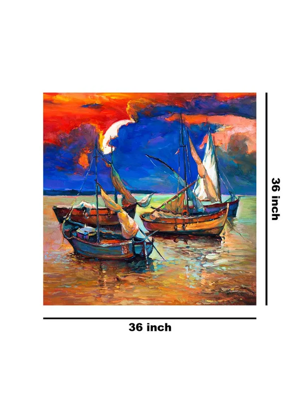 Boats_at_Twilight_Canvas-Wrapped_Painting,_36X36_Vivid_Coastal_Decor(FLP36X360319)