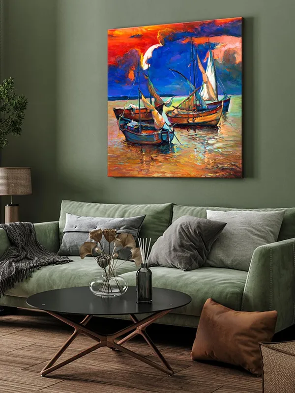 Boats_at_Twilight_Canvas-Wrapped_Painting,_36X36_Vivid_Coastal_Decor(FLP36X360319)