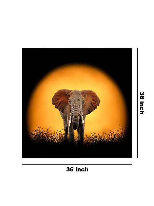 Sunset_Elephant_Canvas-Wrapped_Painting_36X36_-_Wildlife_Silhouette_at_Dusk(FLP36X360351)