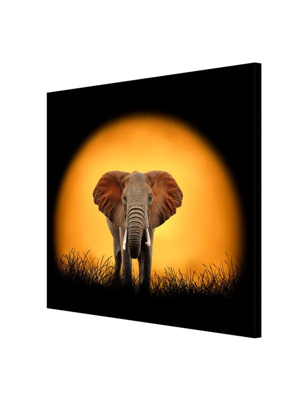 Sunset_Elephant_Canvas-Wrapped_Painting_36X36_-_Wildlife_Silhouette_at_Dusk(FLP36X360351)