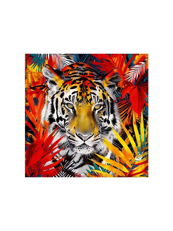 Jungle_Tiger_Canvas-Wrapped_Painting_36X36_-_Vibrant_Wildlife_Portrait(FLP36X360357)