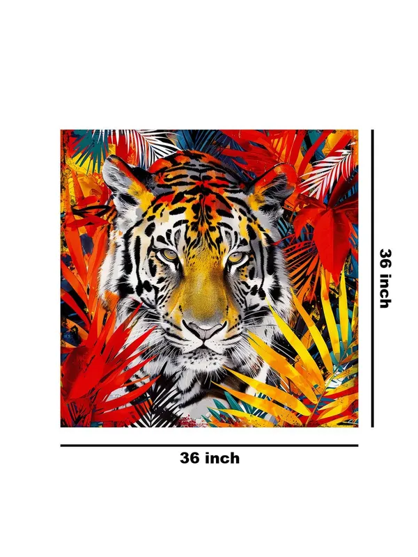 Jungle_Tiger_Canvas-Wrapped_Painting_36X36_-_Vibrant_Wildlife_Portrait(FLP36X360357)