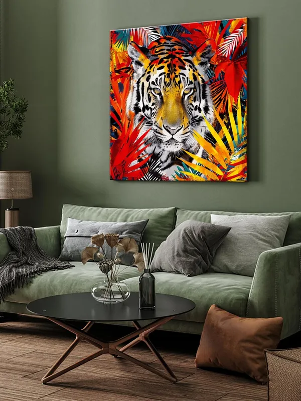 Jungle_Tiger_Canvas-Wrapped_Painting_36X36_-_Vibrant_Wildlife_Portrait(FLP36X360357)