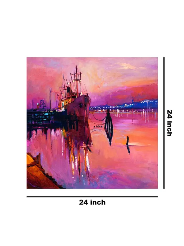 Ship_at_Pink_Sunset_Canvas-Wrapped_Painting,_24x24_Nautical_Art_for_Modern_Interiors(FLP24X240318)