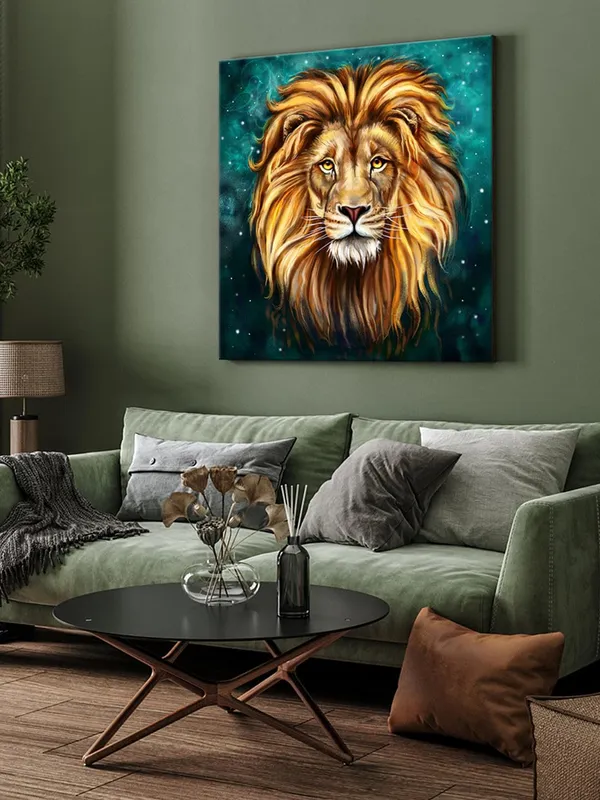 Majestic_Lion_Canvas-Wrapped_Painting_24X24_-_Portrait_of_a_Regal_King(FLP24X240346)