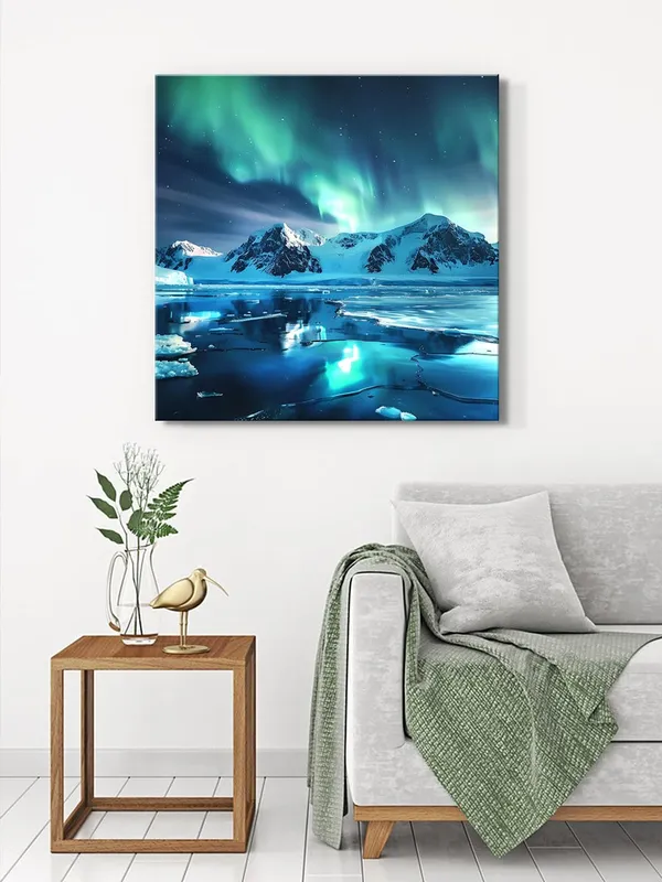 Frozen_Splendor_Canvas-Wrapped_Painting_24X24_-_Icy_Mountains_Under_Green_Sky(FLP24X240342)