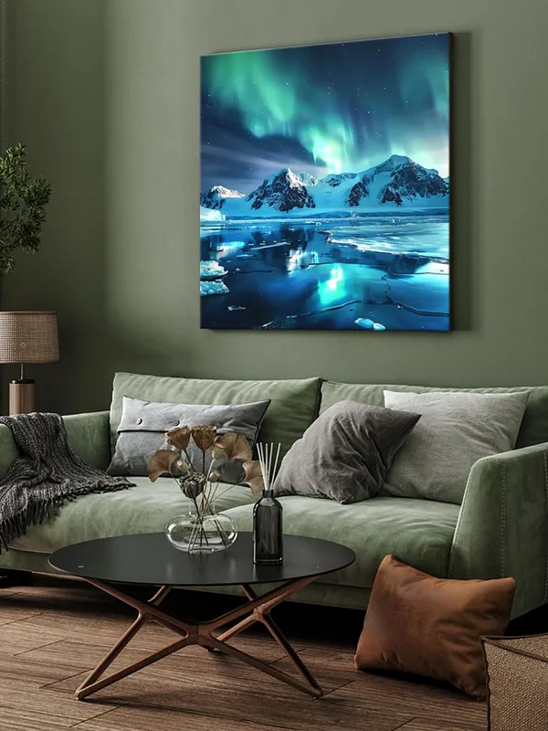 Frozen_Splendor_Canvas-Wrapped_Painting_24X24_-_Icy_Mountains_Under_Green_Sky(FLP24X240342)