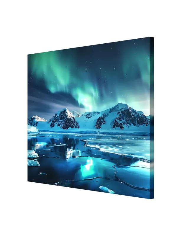 Frozen_Splendor_Canvas-Wrapped_Painting_24X24_-_Icy_Mountains_Under_Green_Sky(FLP24X240342)