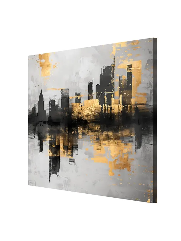 Gold_and_Black_Cityscape_Canvas-Wrapped_Painting_36X36_-_Urban_Skyline_with_Metallic_Highlights(FLP36X360369)