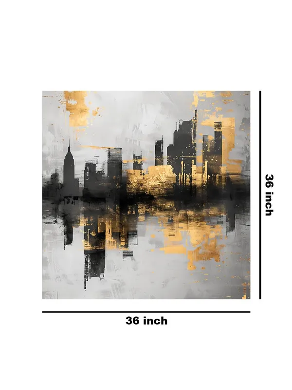 Gold_and_Black_Cityscape_Canvas-Wrapped_Painting_36X36_-_Urban_Skyline_with_Metallic_Highlights(FLP36X360369)