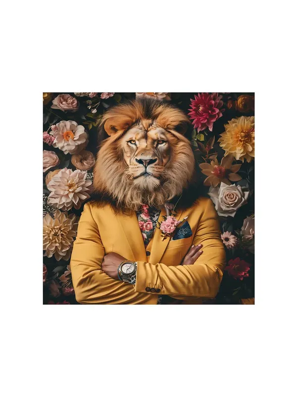 Majestic_Lion_in_Floral_Suit_Canvas-Wrapped_Painting_36X36_-_Vibrant_Art_for_Home_Decor(FLP36X360328)