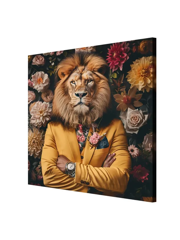 Majestic_Lion_in_Floral_Suit_Canvas-Wrapped_Painting_36X36_-_Vibrant_Art_for_Home_Decor(FLP36X360328)