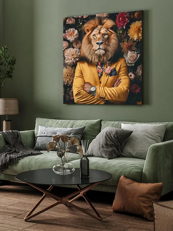 Majestic_Lion_in_Floral_Suit_Canvas-Wrapped_Painting_36X36_-_Vibrant_Art_for_Home_Decor(FLP36X360328)