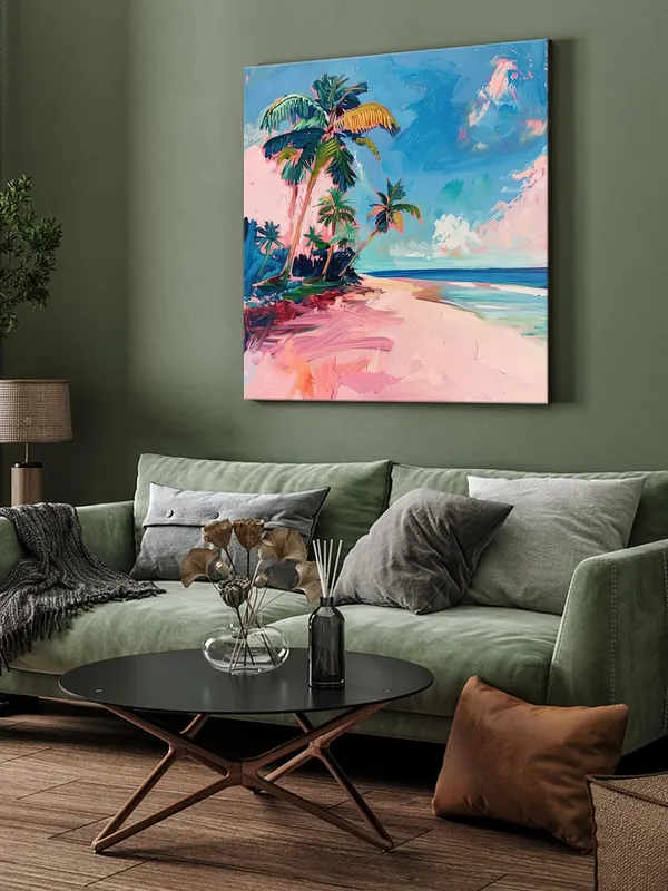Tropical_Paradise_Canvas-Wrapped_Painting_-_24X24_Inch_-_Beach_Scene_Artwork_for_Relaxed_Living_Spaces(FLP24X240423)