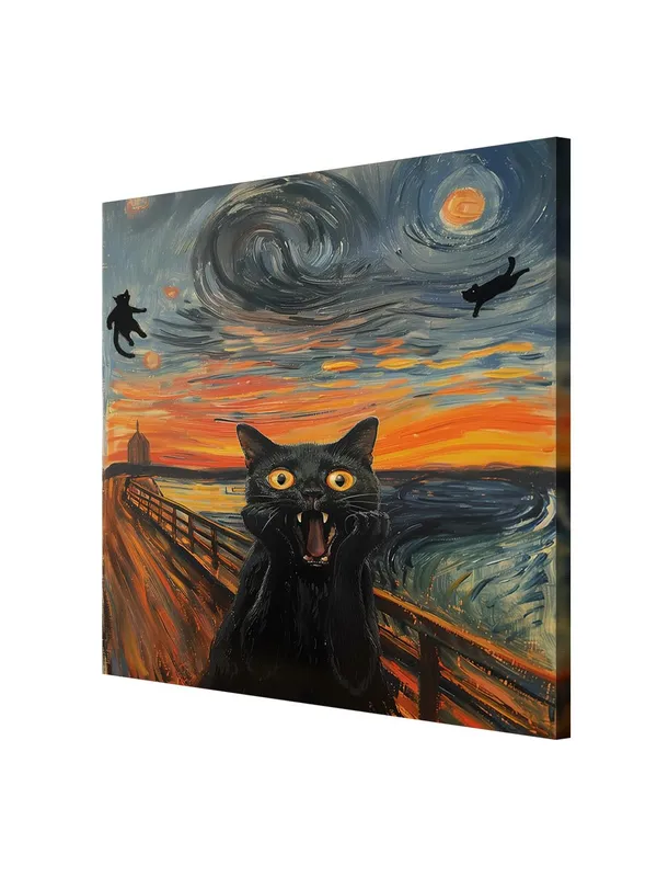 Scream_Cat_Canvas-Wrapped_Painting,_36X36_-_Playful_and_Whimsical_Art_for_Cat_Lovers(FLP36X360413)