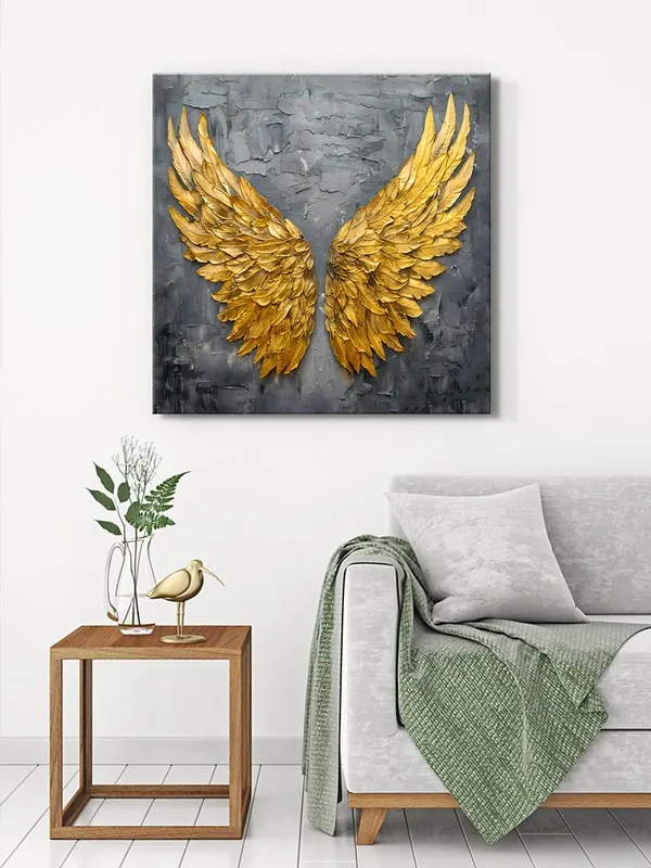 Golden_Angel_Wings_Canvas-Wrapped_Painting_24x24_-_Inspirational_Wall_Art(FLP24X240452)