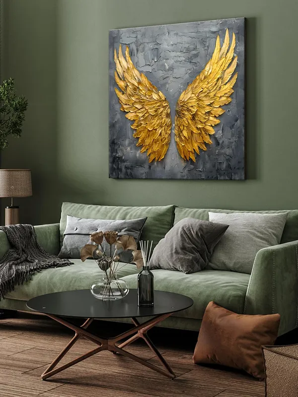 Golden_Angel_Wings_Canvas-Wrapped_Painting_24x24_-_Inspirational_Wall_Art(FLP24X240452)