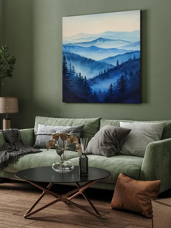 Serene_Blue_Forest_Canvas-Wrapped_Painting_36X36_-_Calm_Misty_Morning_in_Nature(FLP36X360375)