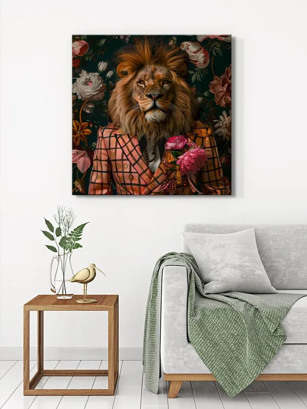 Lion_with_Geometric_Pattern_Canvas-Wrapped_Painting,_24x24_Artistic_Flair_for_Modern_Decor(FLP24X240325)
