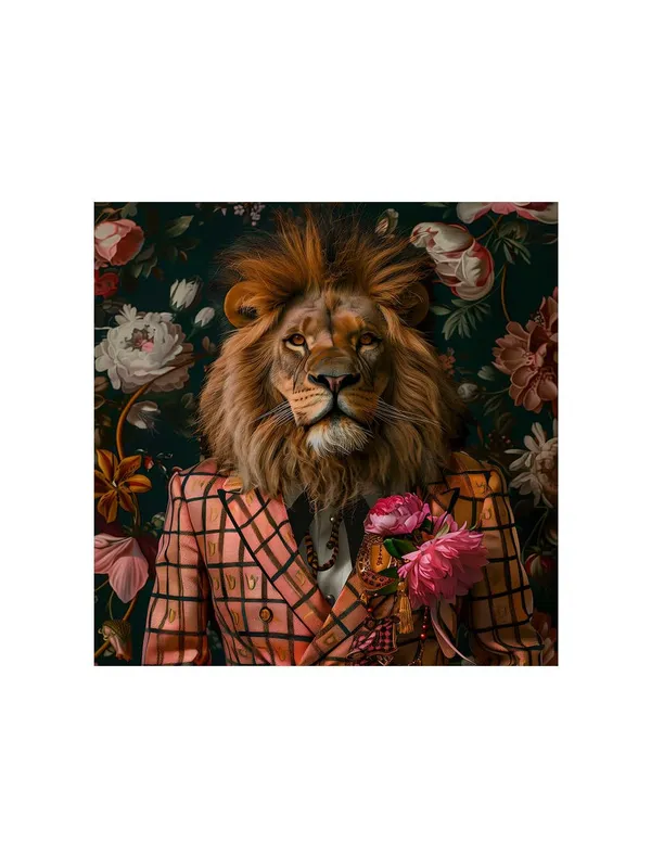 Lion_with_Geometric_Pattern_Canvas-Wrapped_Painting,_24x24_Artistic_Flair_for_Modern_Decor(FLP24X240325)